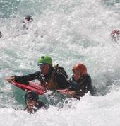 Private guide looking after a young adventurer