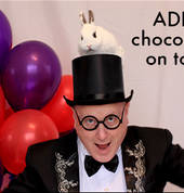 Chocolate hide atop Jimmy's magic hat