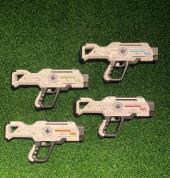 A selection of lightweight laser tag blasters from Laser Tag Hire NZ in multiple team colours, making it easy to organise exciting group games for birthday parties, school events, holiday programmes, team building, and family celebrations across New Zeala