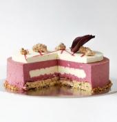 Lolita birthday cake is made of wild currants, berries and lychee mousse, almond Dacquoise sponge, cheesecake insert. Serves 5-8.