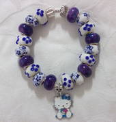 Hello Kitty Blue European Beads Bracelet