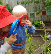 Children spend time in the outdoors observing and engaging with nature, and caring for our gardens and animals