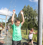 The gauntlet! Can you make it through without getting wet.