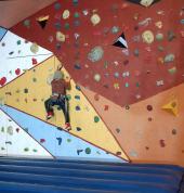 Fun bouldering area with inflatable mat