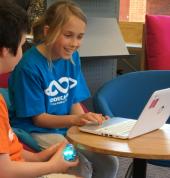 Kids playing with Sphero Robot
