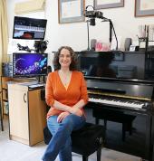 Jane Trotter in her music Studio