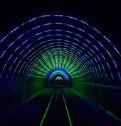 Aqua themed light show in the tunnels