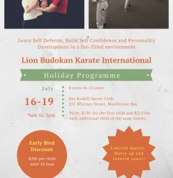 Holiday Program with a difference Blockhouse Bay (0600) Karate Classes &amp; Lessons
